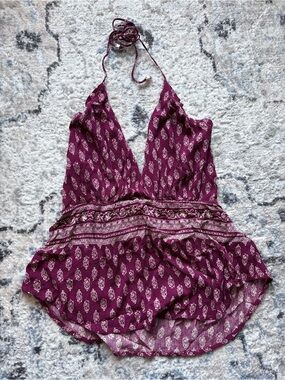 purple patterned halter tie